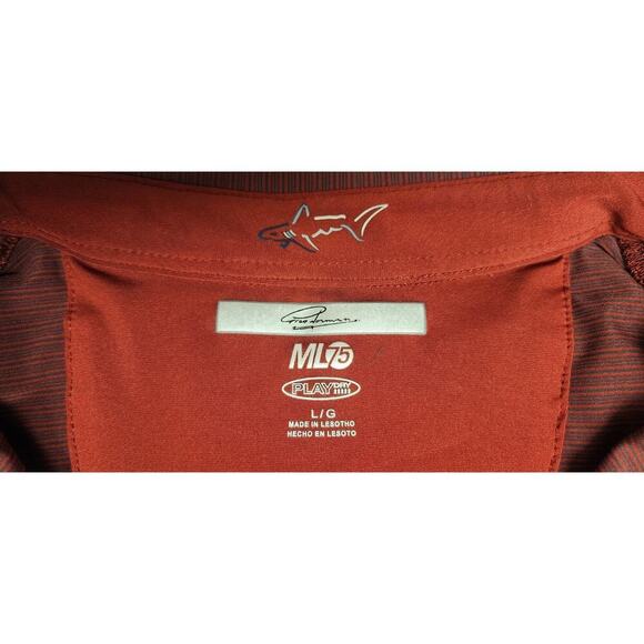 Greg Norman Men's Short Sleeve Polo Shirt Play Dry Red Striped Size Large - Picture 6 of 7